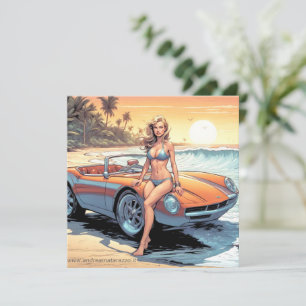 Convites Garota com carro esportivo