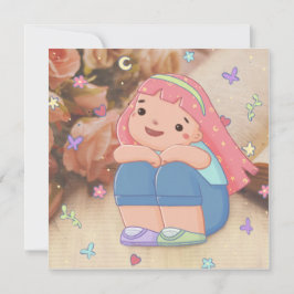 Convites Garota com Ilustração de Sorriso