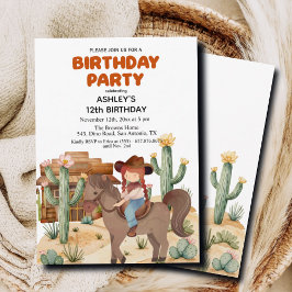 Convites Garota Cowboy na Festa de aniversário de 12 de Cav