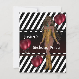 Convites Garota da Festa de Aniversário Balões Vermelhos Ho