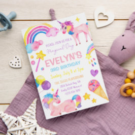 Convites Garota de Aniversário do Unicórnio Mágico com Aqua