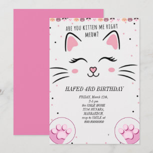 Convites garota de aniversário gata meninas gatos gatinho c