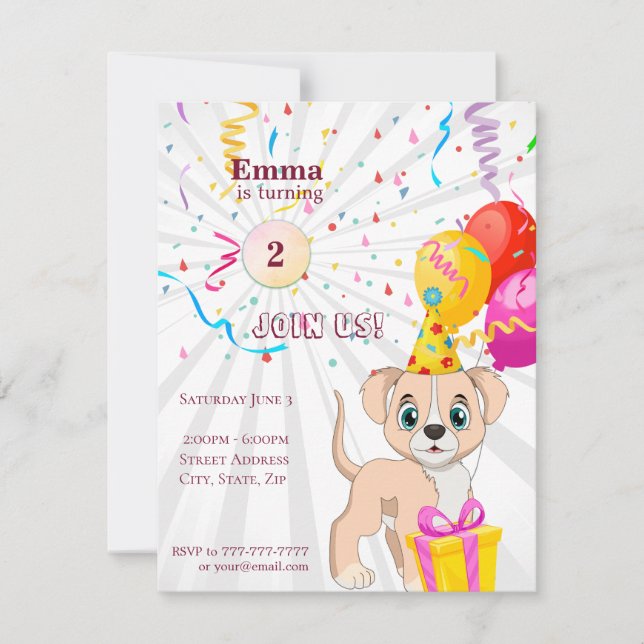 Convites Garota de Aniversário Personalizada e Bonita (Frente)