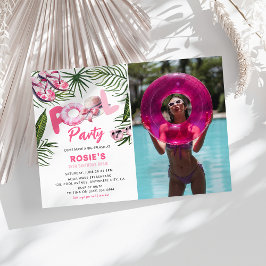 Convites Garota de Foto de Aniversário da Festa da Piscina 