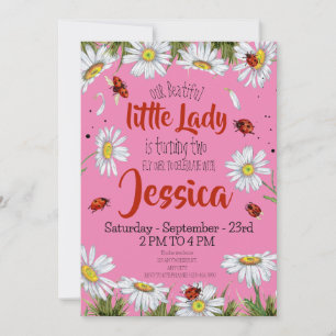 Convites Garota de Nascimento Cóta de Watercolor Ladybug