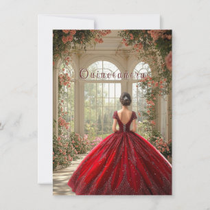 Convites Garota de Quinceanera Vestindo Traje Vermelho no A