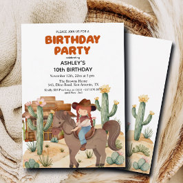 Convites Garota do Cowboy na Festa de aniversário do Cavalo