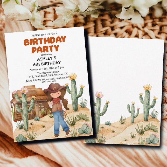 Convites Garota do Cowboy na Festa de aniversário do Desert (Criador carregado)