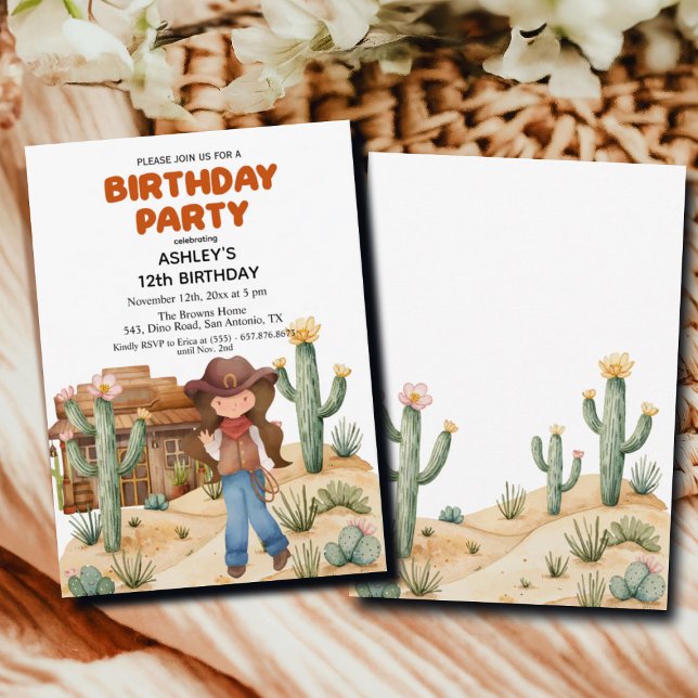 Convites Garota do Cowboy na Festa de aniversário do Desert (Criador carregado)