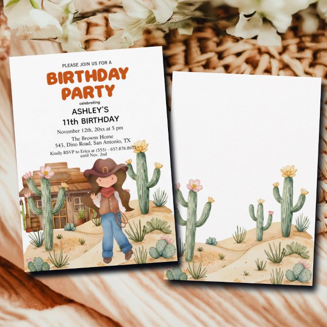 Convites Garota do Cowboy na Festa de aniversário do Desert (Criador carregado)
