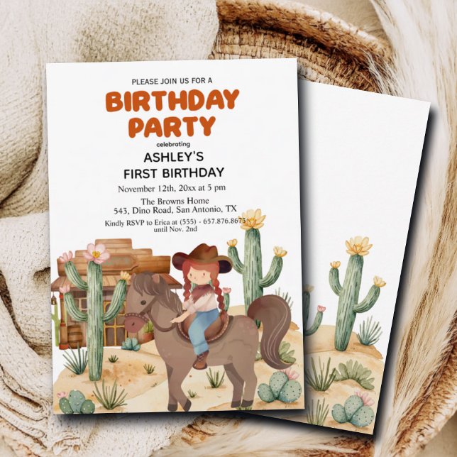 Convites Garota do Cowboy na festa do primeiro aniversario  (Criador carregado)