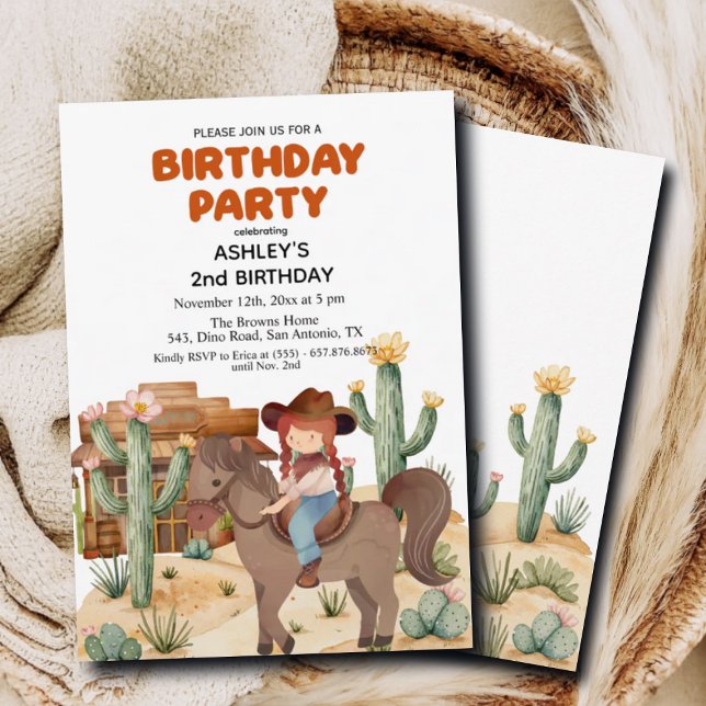 Convites Garota do Cowboy na festa do segundo aniversário d (Criador carregado)