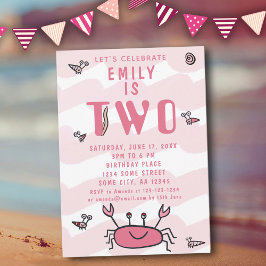 Convites Garota-do-mar-de-caranguejo-rosa-segundo aniversár