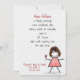 Convites Garota do Partido da Reforma com Vidro de Vinho