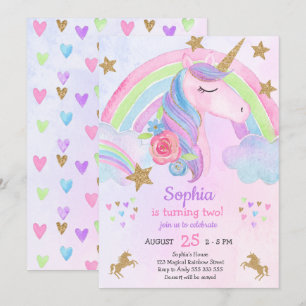 Convites Garota do Partido Unicórnio: Dourado Glitter Past