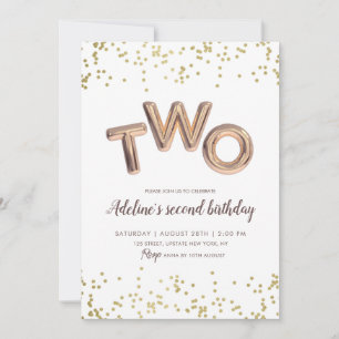 Convites Garota do segundo aniversário do Balão de Folha Do