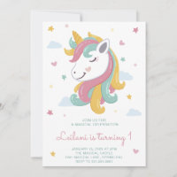 Garota do Unicórnio Bonita Primeiro Aniversário