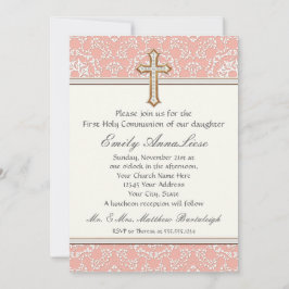 Convites Garota Dourada da Primeira Comunhão do Ouro Cruzad