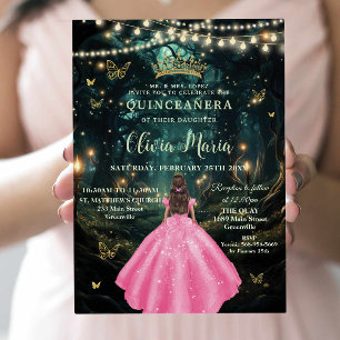 Convites Garota Dourada Quinceañera Encantada de Vestido Ro