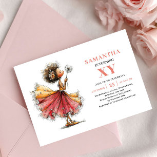 Convites Garota Fada Espelhante Rubor Floral do 3º Aniversá