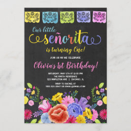 Convites Garota fiesta aniversal aquarelas florais