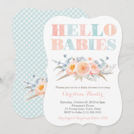 Convites Garota Fraternal Geme Chá de fraldas sem Genderno