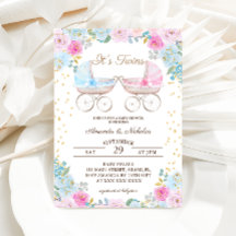 Garota gêmeos cor-de-rosa Chá de fraldas de carrin