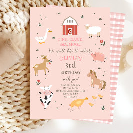 Convites Garota Gingham Barnyard Aniversário