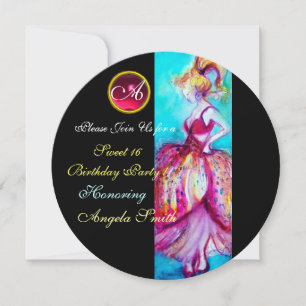 CONVITES GAROTA JOVEM BRANCA DOCE 16 PARTES GEM MONOGRAMA