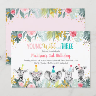 Convites Garota Jovem Selvagem E Três Festas De Aniversár