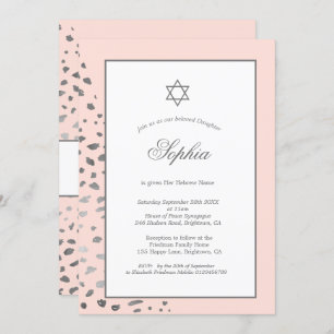 Convites Garota judia nomeando pontos de prata cor-de-rosa