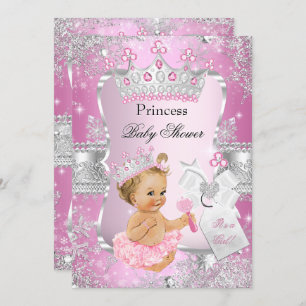 Convites Garota Loura Chá de fraldas da Princesa Rosa
