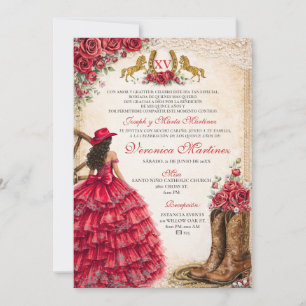 Convites Garota Mexicana Vestido Floral Vermelho Charra Qui