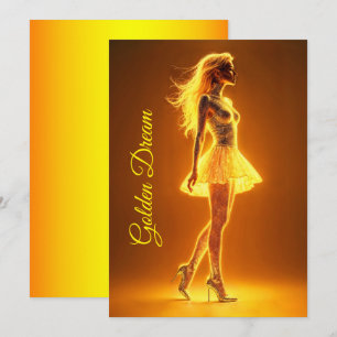 Convites Garota neon ouro em elegância brilhante