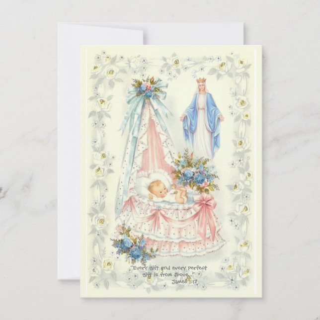 Convites Garota ou Menina de Gravidez Católica (Frente)