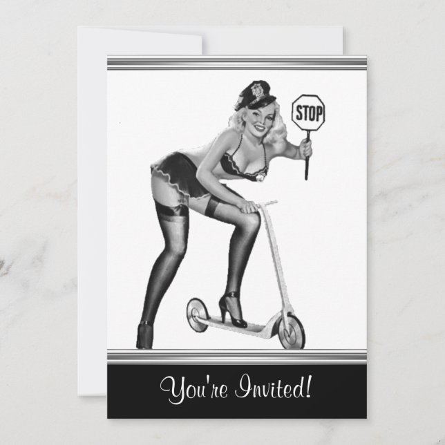 Convites Garota Pin-Up Estilo Preto e Branco 1 (Frente)