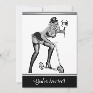 Convites Garota Pin-Up Estilo Preto e Branco 1