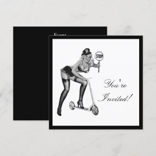 Convites Garota Pin-Up Estilo Preto e Branco 1