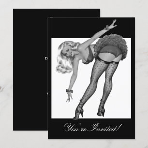 Convites Garota Pin-Up Estilo Preto e Branco 19
