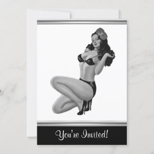 Convites Garota Pin-Up Estilo Preto e Branco 20