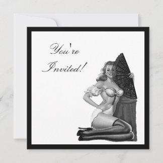 Convites Garota Pin-Up Estilo Preto e Branco 21