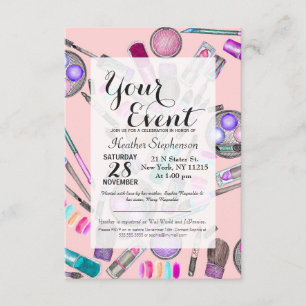 Convites Garota Pintada Maquiagem Pintada em Rosa