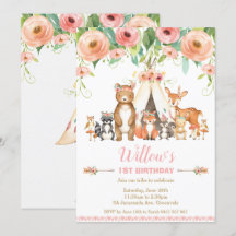 Garota primeiro aniversario de Floresta de Animais