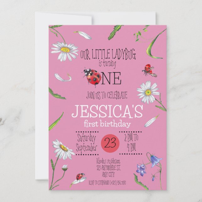 Convites Garota primeiro aniversario Magia de Cólvora de Có (Frente)