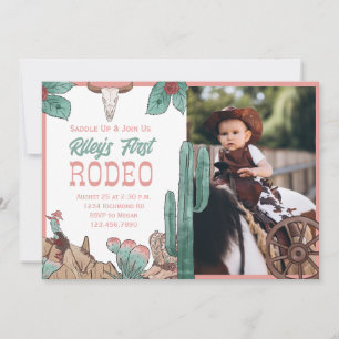 Convites Garota Primeiro Rodeio Ocidental Sudoeste Cowboy R
