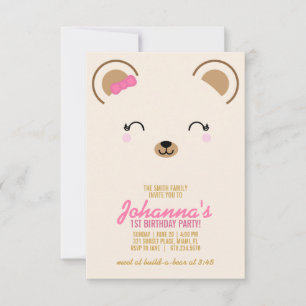 Convites garota QUALQUER IDADE Teddy BEAR Festa de anivers