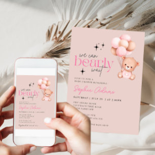 Convites Garota Que Podemos Aguardar Chá de fraldas De Urso