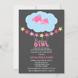 Convites Garota Rosa Dormindo Urso de Teddy no Chá de frald