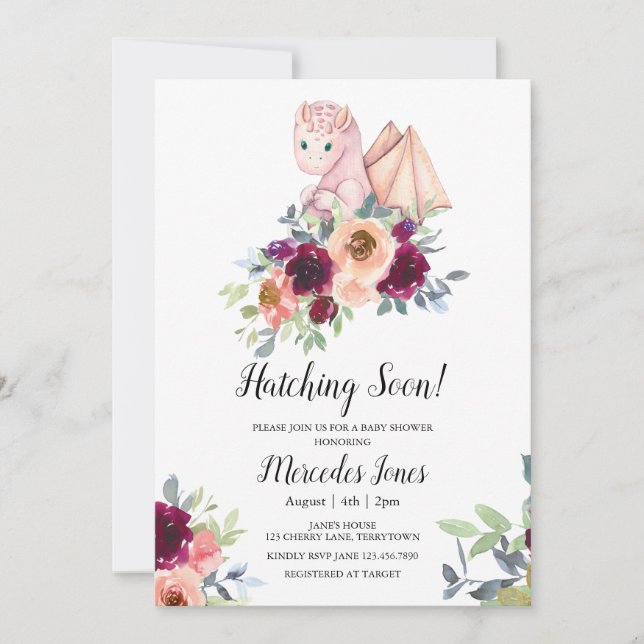 Convites Garota Rosa, Dragão Ataque Floral, Atacando Rapida (Frente)