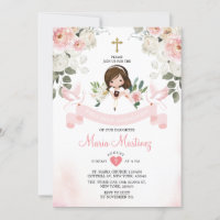 Garota Rosa Flor 1rua Santa Comunhão Dourada Cruz